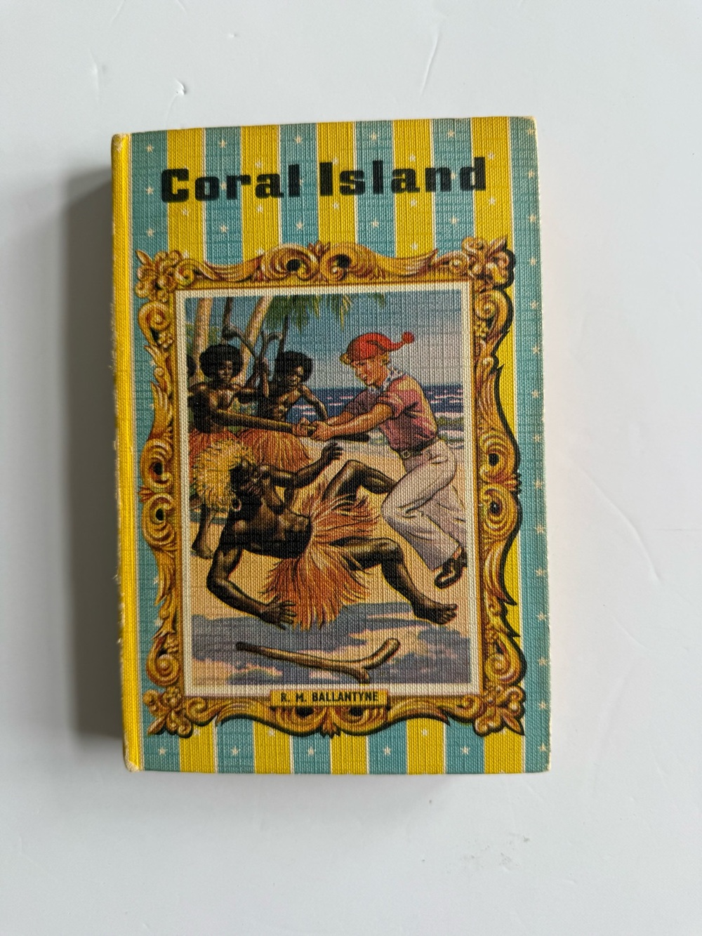 Coral Island Decorative Vintage Book Cover - Yellow & Teal